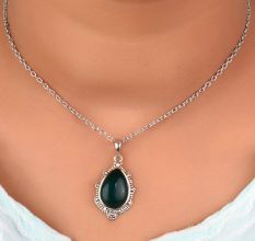 92.5 Sterling Silver Pendant Studded With Tear drop Shaped pendant