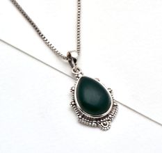 92.5 Sterling Silver Pendant Studded With Tear drop Shaped pendant