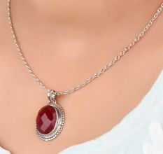 92.5  Sterling Silver  Pendant Oval Cut Stone Spinel Stone Daily Wear Pendant