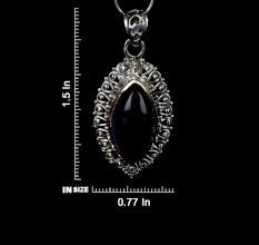 92.5 Sterling Silver Pendant Amethyst Marquise Shaped Daily Wear pendant