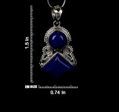 92.5 Sterling Silver Pendant Blue Tourmaline Gemstone Pendant
