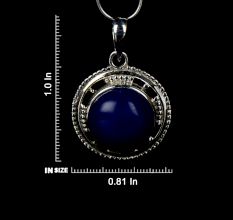 92.5 Sterling Silver Pendant Round Blue Tourmaline Gemstone Pendant