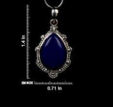 92.5 Sterling Silver Pendant Pear Shaped Blue Tourmaline Gemstone Pendant