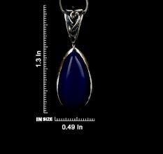 92.5 Sterling Silver Pendant Long Teardrop Shaped Blue Tourmaline Gemstone Pendant