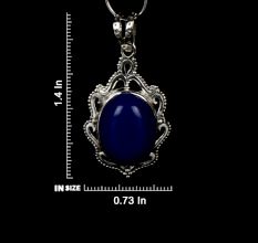 92.5 Sterling Silver Pendant Oval Designer Blue Tourmaline Gemstone Pendant