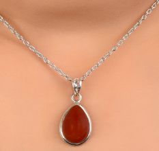 92.5 Sterling SilverÂ Pendant Round Cut Red Carnelian Handcrafted Jewelry