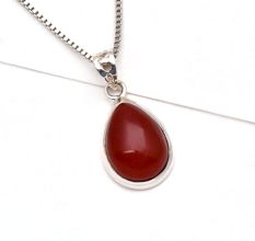 92.5 Sterling SilverÂ Pendant Round Cut Red Carnelian Handcrafted Jewelry