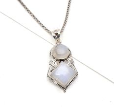 92.5 Sterling Silver Moonstone Pendant Unique Statement Pendant