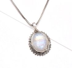 Handmade 92.5 Sterling Silver Blue Flash Moonstone Pendant
