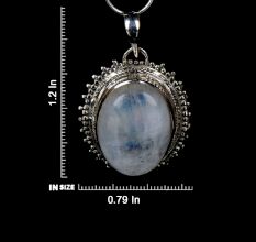 Handmade 92.5 Sterling Silver Blue Flash Moonstone Pendant