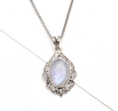 92.5 Sterling Silver Pendant Natural Moonstone Handmade Solitaire Pendant