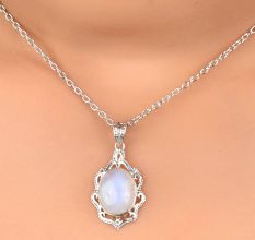 92.5 Sterling Silver Boho Chic Moonstone PendantÂ Designer Frame Pendant