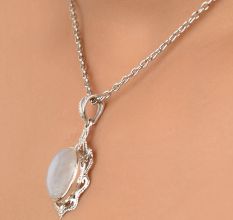 92.5 Sterling Silver Boho Chic Moonstone PendantÂ Designer Frame Pendant