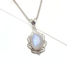 92.5 Sterling Silver Boho Chic Moonstone PendantÂ Designer Frame Pendant