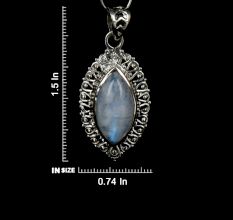 92.5 Sterling Silver Moonstone Pendant Marquise Delicate Wedding Gift