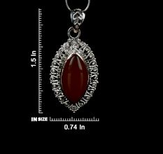 92.5 Sterling Silver Red Carnelian Pendant Marquise Delicate Wedding Gift