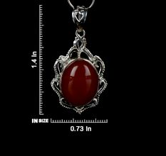 92.5 Sterling Silver Pendant Fiery Red Carnelian  Pendant