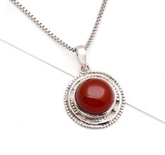 92.5 Sterling Silver Pendant Carnelian Mystical Gemstone Pendant