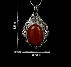 92.5 Sterling Silver Pendant Frame Studded With Red Carnelian Stone
