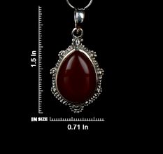 92.5 Stamped Sterling Silver Red Carnelian Teardrop Stone
