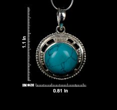 92.5 Sterling Silver Turquoise Circular Pendant