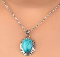 92.5 Sterling  Silver Turquoise All Season Pendant for Women