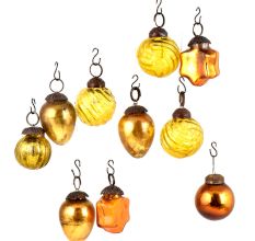 Set of 25 Handmade Golden And yellow Glass Christmas Ornaments In Assorted Styles