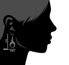 92.5 Sterling Silver Earrings Black Oval Cabochon Engraved Border Drop Earrings