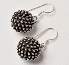 92.5 Sterling Silver Earrings Black Berry Fruit Design Drop Earrings
