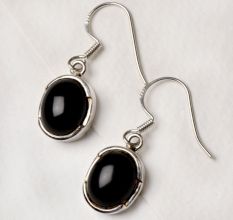 Trendy 92.5 Sterling Silver Earrings Big Oval Cabochon Bezel Setting Dangler Earrings