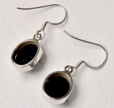 Trendy 92.5 Sterling Silver Earrings Big Oval Cabochon Bezel Setting Dangler Earrings