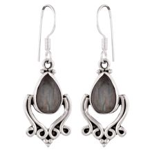 92.5 Sterling silver earrings Oval Jasper Stone with ornate design