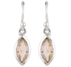 92.5Sterling Silver Earrings With Big Oval Topaz Stone Drop Earrings