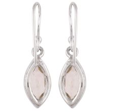 92.5Sterling Silver Earrings With Big Oval Topaz Stone Drop Earrings