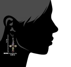 92.5 Sterling Silver Earrings Multi Stone Holy Cross Design Dangler Earrings
