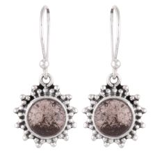 92.5 Sterling Silver Earrings Round Jasper Snowflakes Designer Earrings
