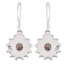 92.5 Sterling Silver Earrings Round Jasper Snowflakes Designer Earrings