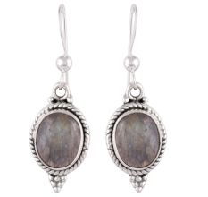 92.5 Sterling Silver Earrings Studded With Round Citrine In Holy Cross Design