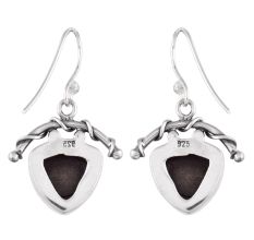 92.5 Sterling Silver Earrings Oval Smoky Grey Quartz In Bezel Setting With Loop Design Drop Earrings