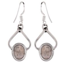 92.5 Sterling Silver Earrings Three Moonstone Bezel Set  Bunch Of Grapes Dangler Earrings