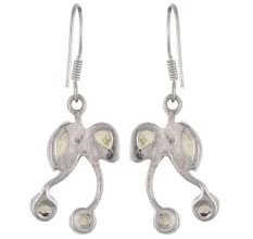 92.5 Sterling Silver Stud Earrings With Round Topaz Encrusted In Squared Frame