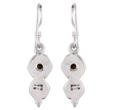 92.5 Sterling Silver Earrings Round Topaz In Silver Disk With Four Shouldered Balls Drop Earrings