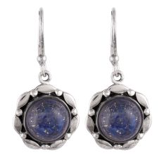 92.5 Sterling Silver Earrings Blue Lapis lazuli Boo Tribal Look Drop Earrings