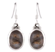92.5 Sterling Silver Earrings Long Oval Jasper Stone Drop Earrings For Women