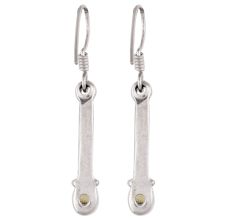 92.5 Sterling Silver Earrings Long Green Peridot Dangler Earrings