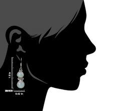 92.5 Sterling Silver Earrings Amazonite Stone In Oval And Round Shape In Bezel Setting Dangler Earrings