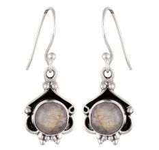 92.5 Sterling silver Earrings Round Moonstone Regal background Small Sterling Balls Earrings