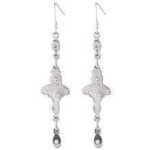 92.5 Sterling Silver Earrings Citrine Floral Linear Design Danglers Earrings