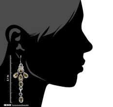 92.5 Sterling Silver Earrings Citrine Floral Linear Design Danglers Earrings
