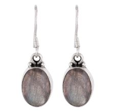 92.5Sterling Silver Earrings Big Oval Moonstone Drop Hanging Earrings